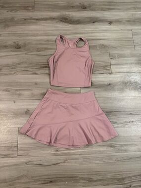 Tennis Light Pink Athletic Crop Top and Skirt Set